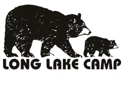 Long Lake Camp Adventures logo featuring a large bear and a cub walking together.